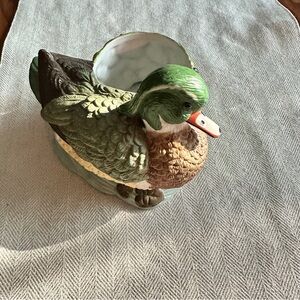 Handpainted Duck Shaped Ceramic Planter